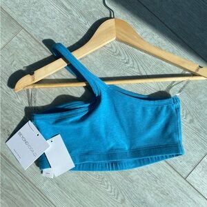 Beyond Yoga Turquoise One-Shoulder Top